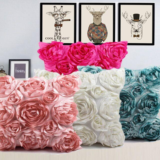 3D Roses Style Embroidered Pillowcase