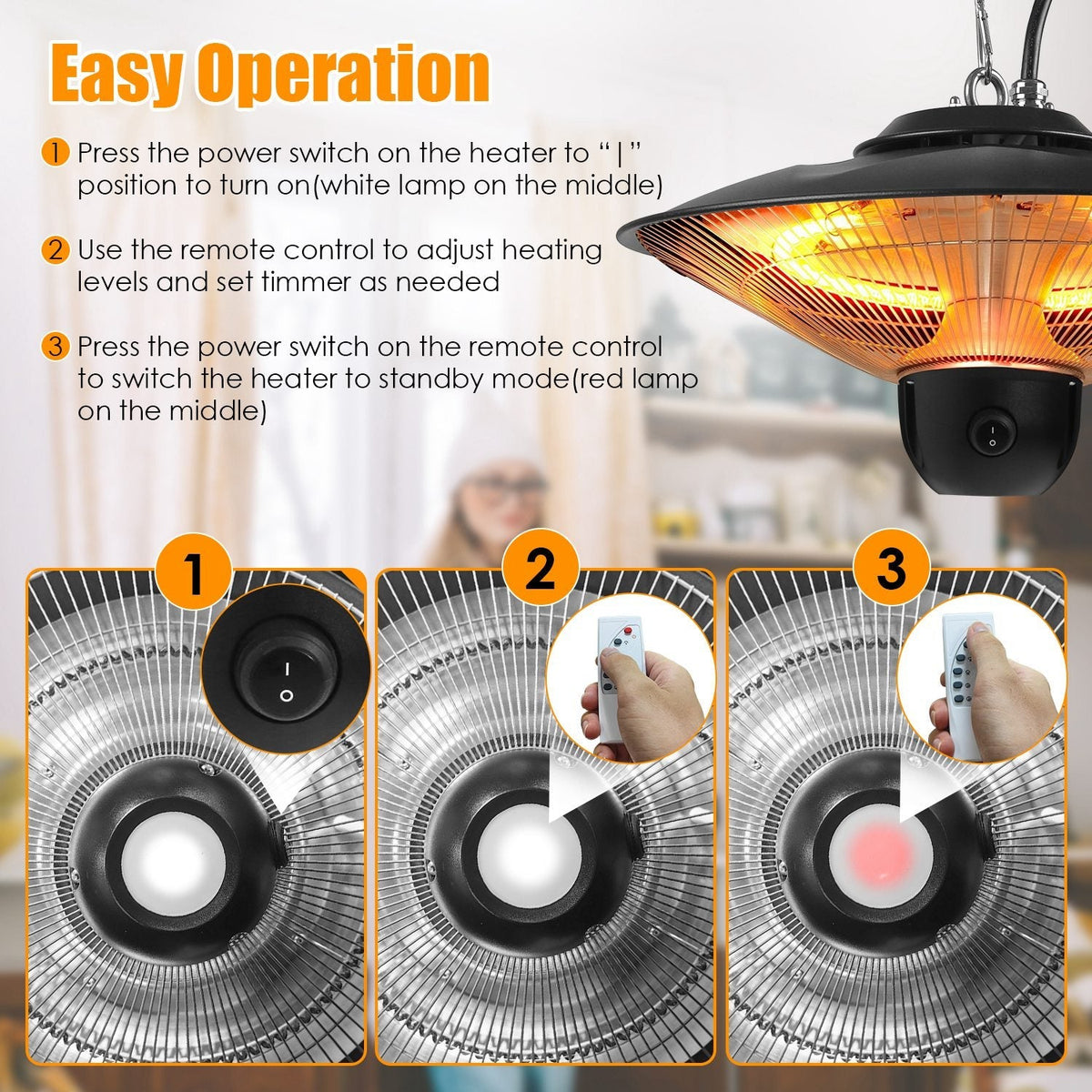 1500W Electric Hanging Patio Heater
