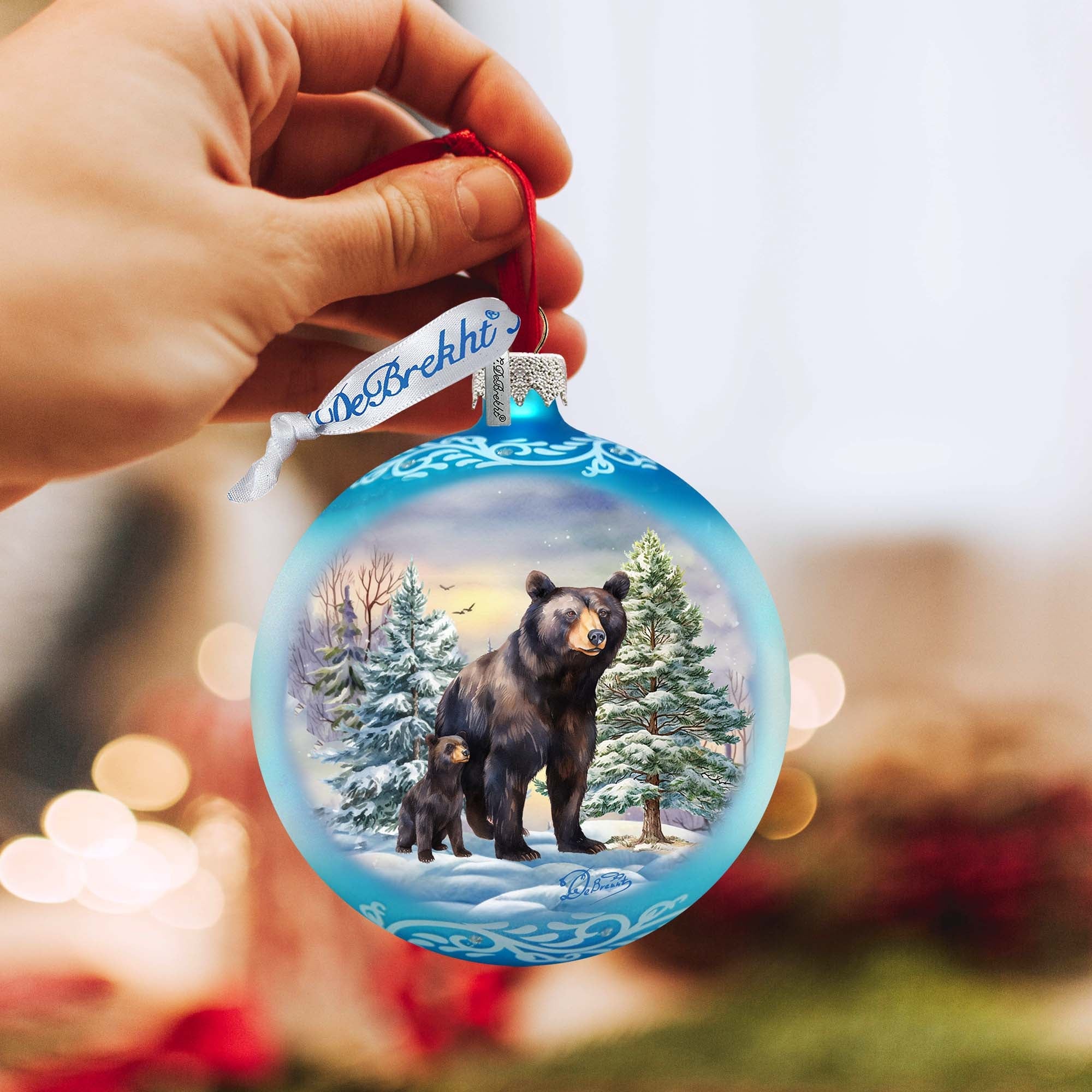 Black Bears Ball Glass Ornament