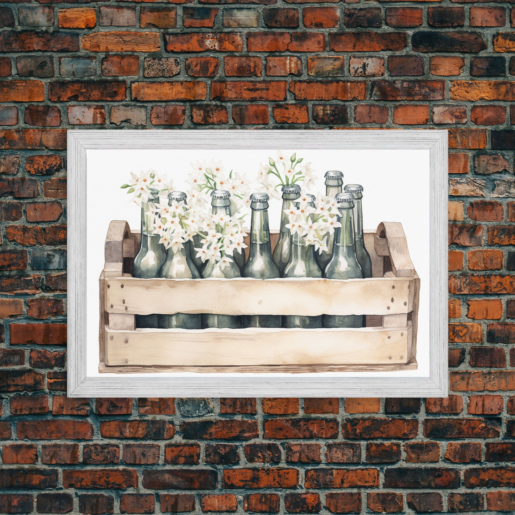 Farmhouse Kitchen Art - White Hydrangea Flowers, Vintage Cottage Style Wall Decor Prints or Canvas Artwork, Rustic / Primitive Kitchen Decor