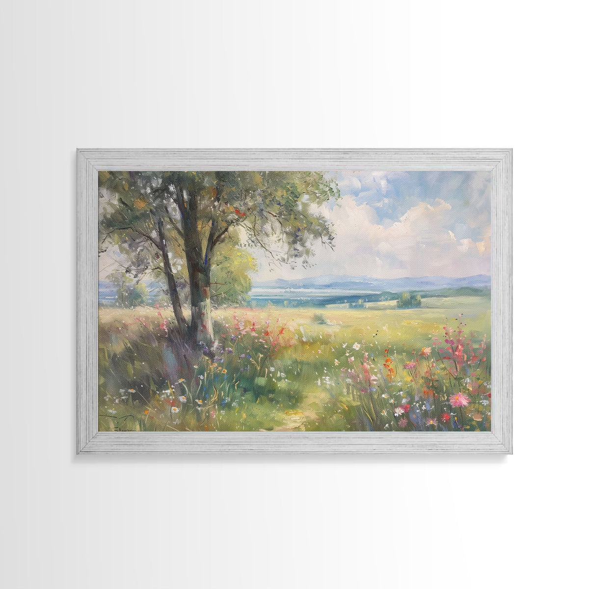 Vintage Wildflowers Painting Framed Canvas Print