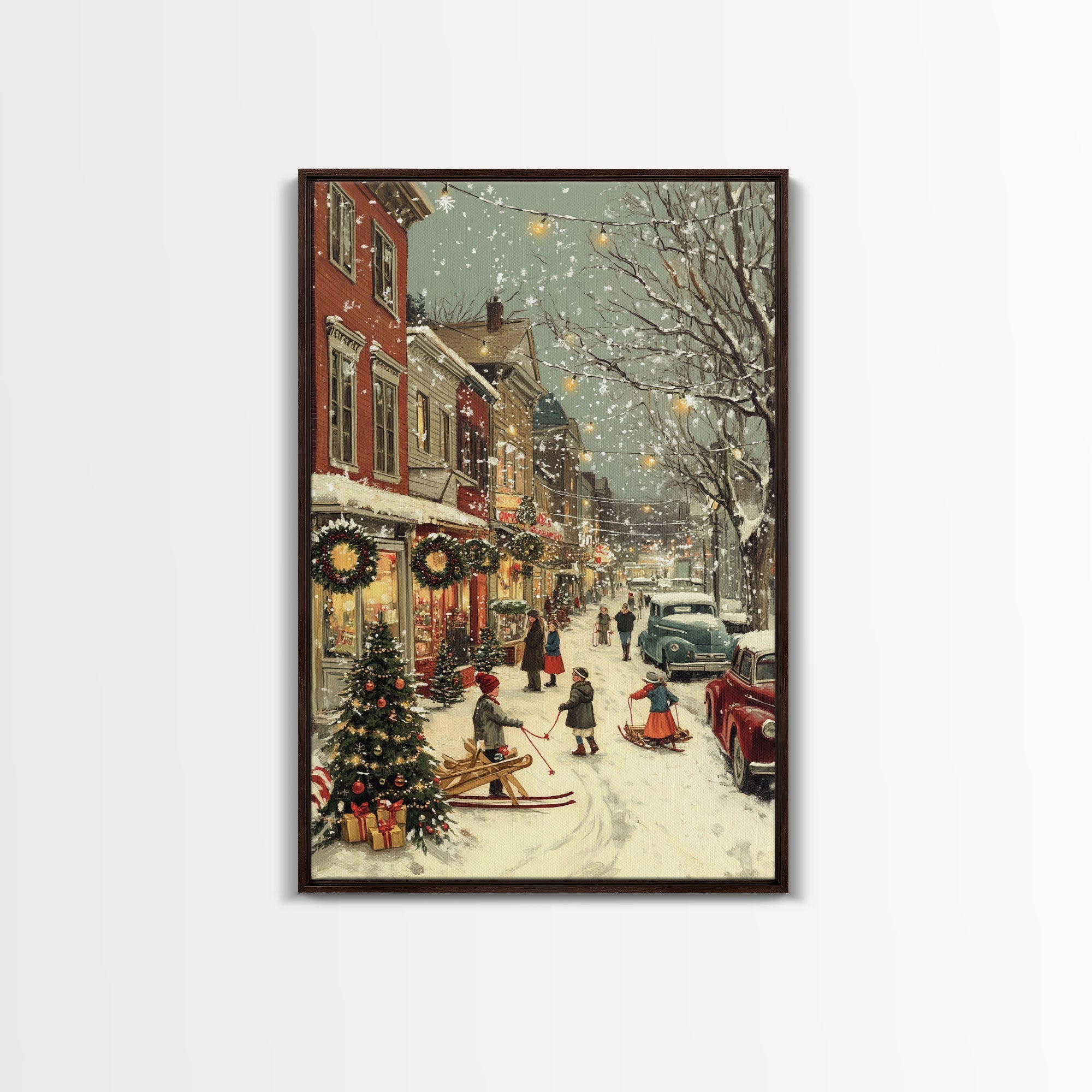 Vintage Christmas Town Scene