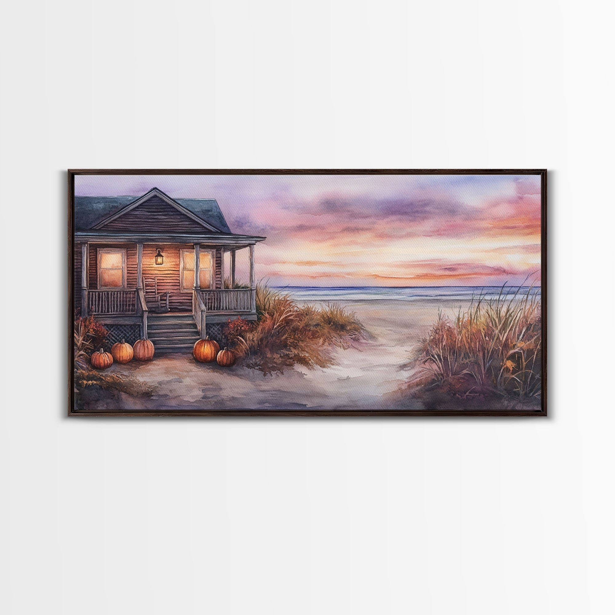 Rustic Beach Cottage Fall Scene