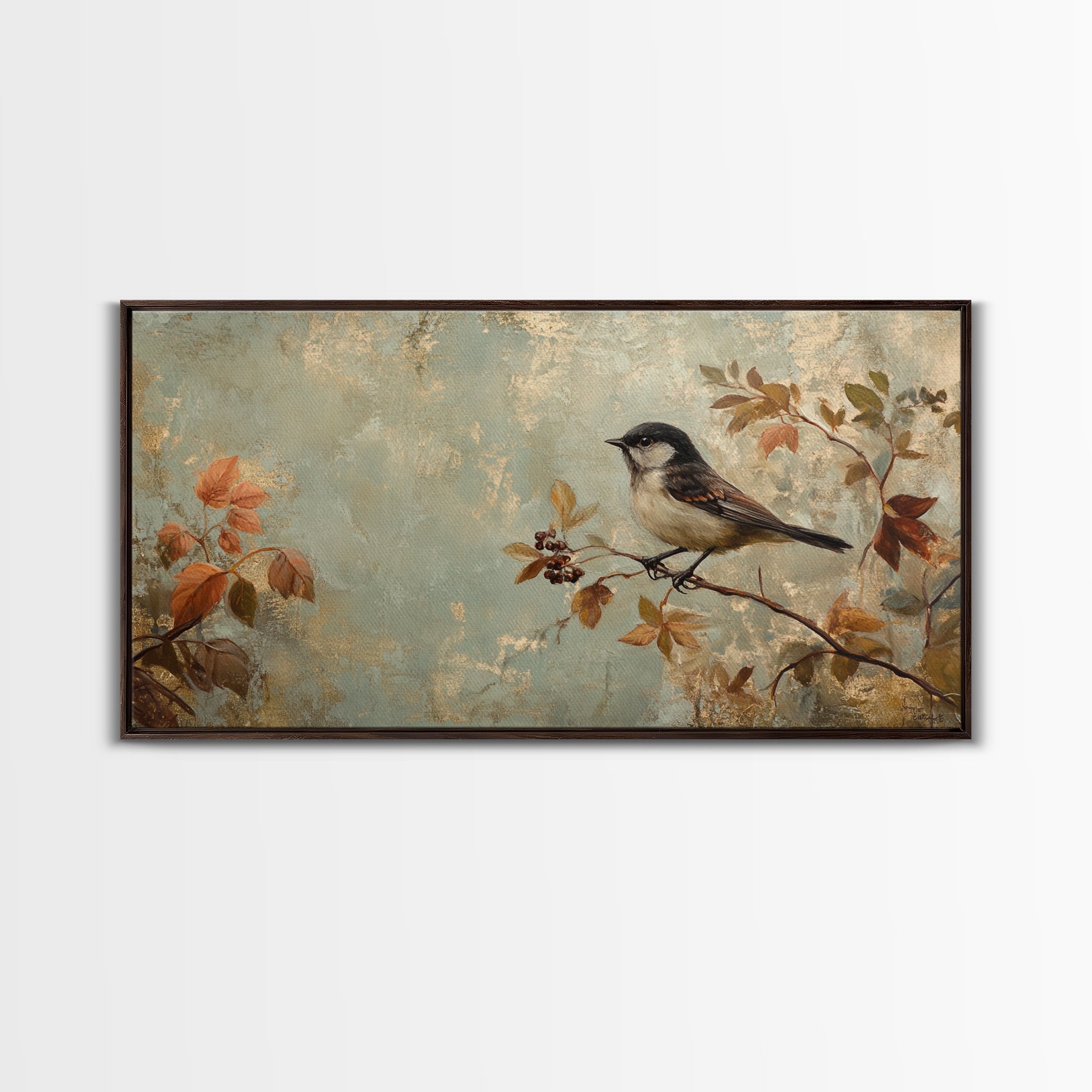 Bird On Branch Canvas Print