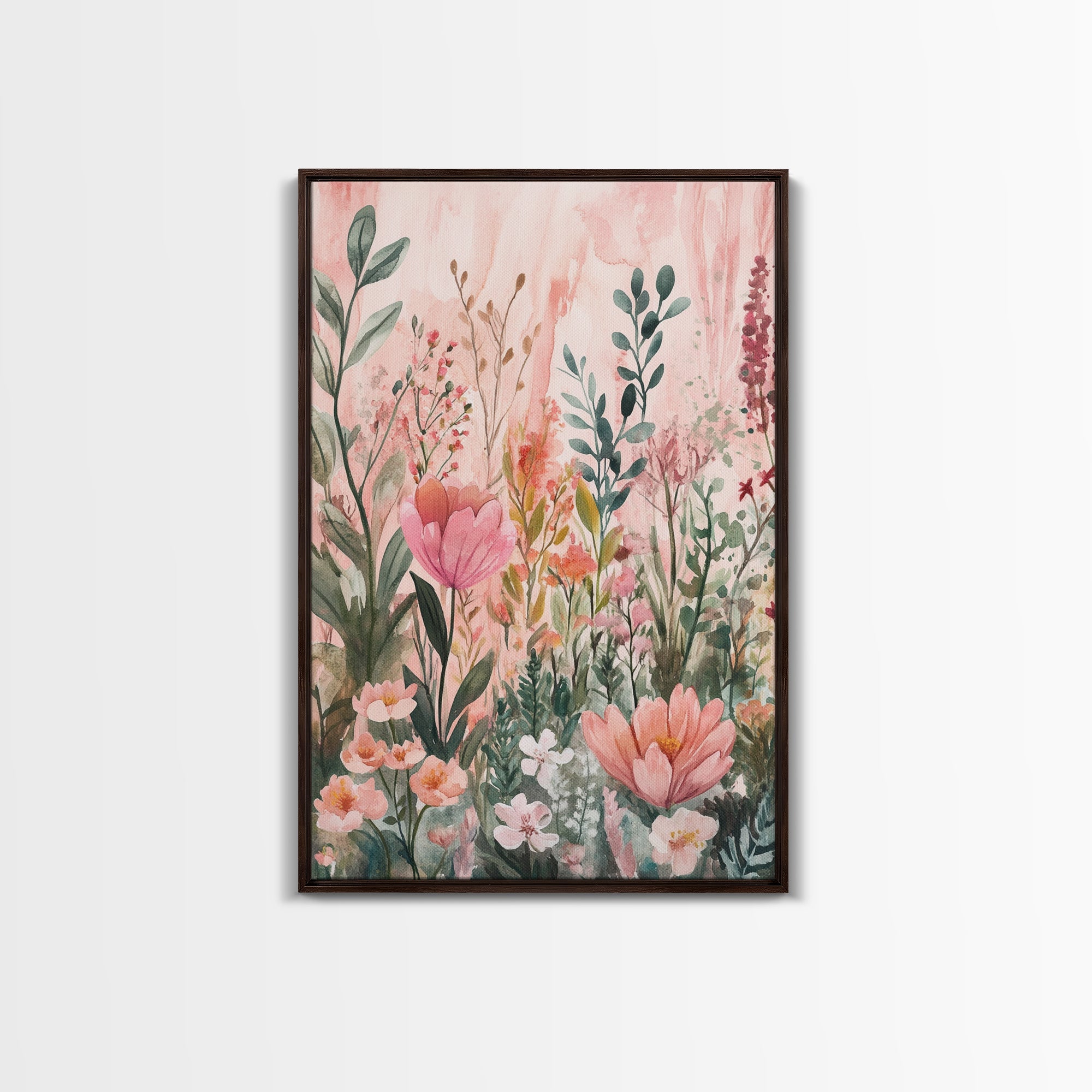 Botanical Garden Framed Canvas Print Wildflower Painting