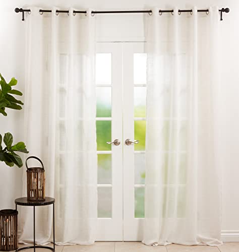 Grommet Top White Semi-Sheer Curtain