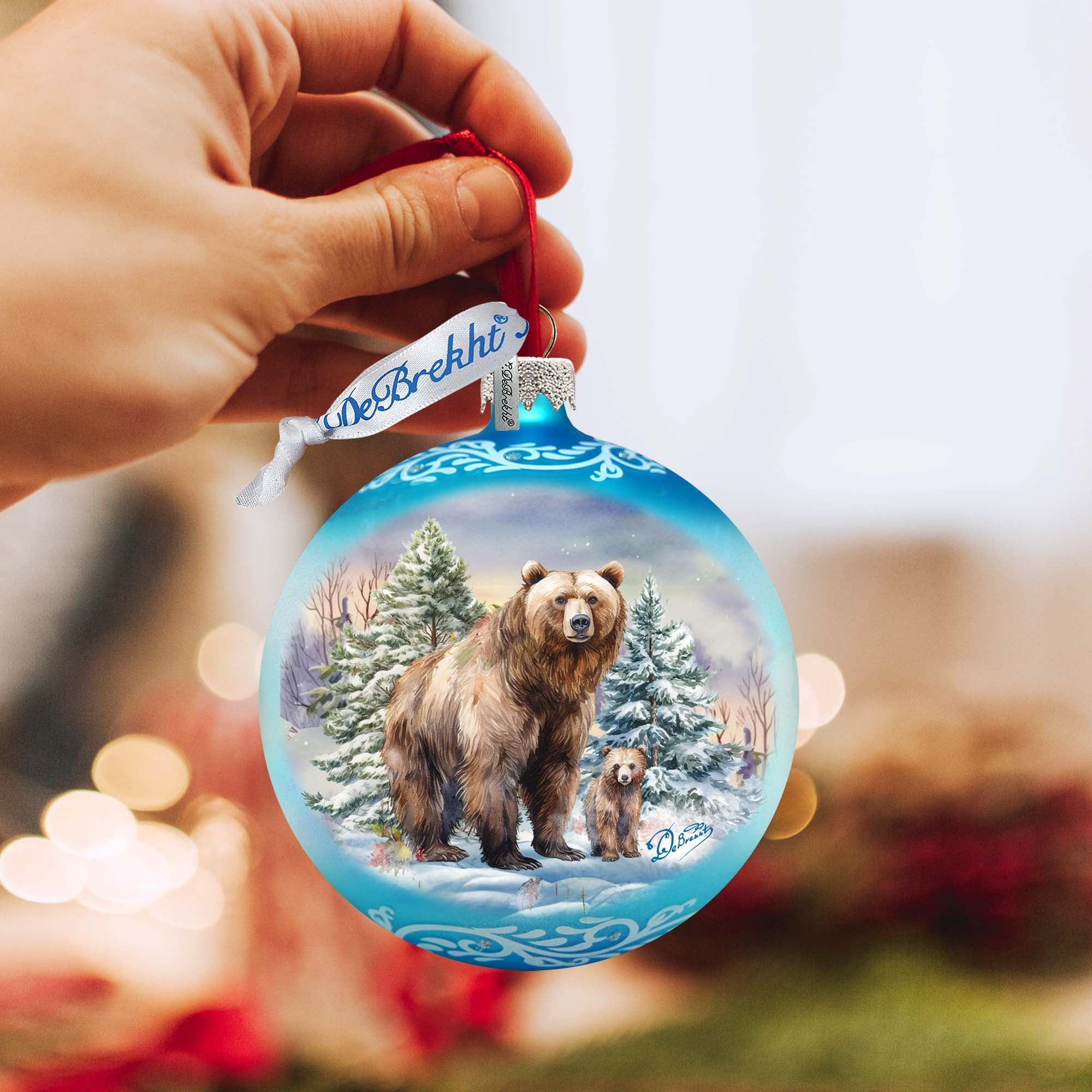 Grizzly Bears Ball Glass Ornament