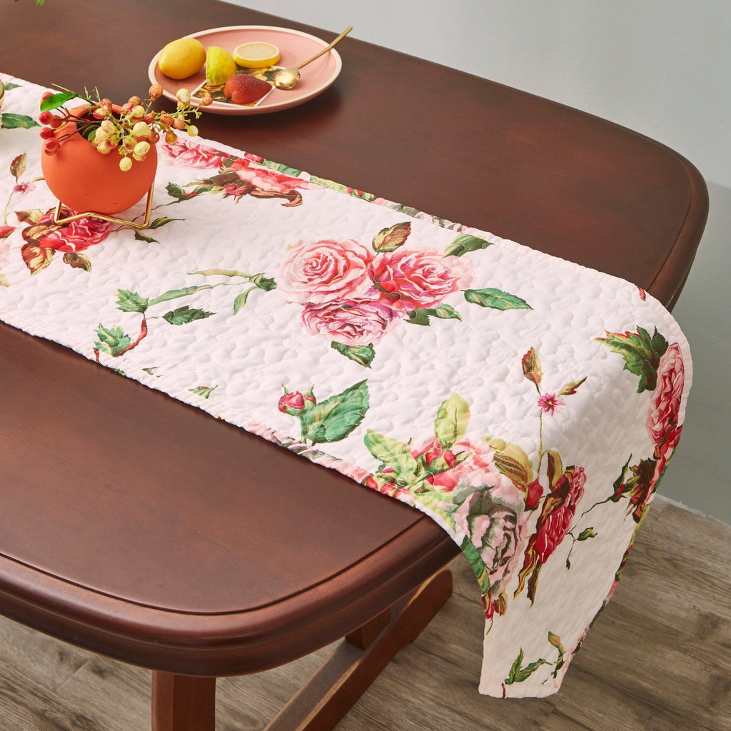 Romantic Roses Pink Quilted Dining Table Runner