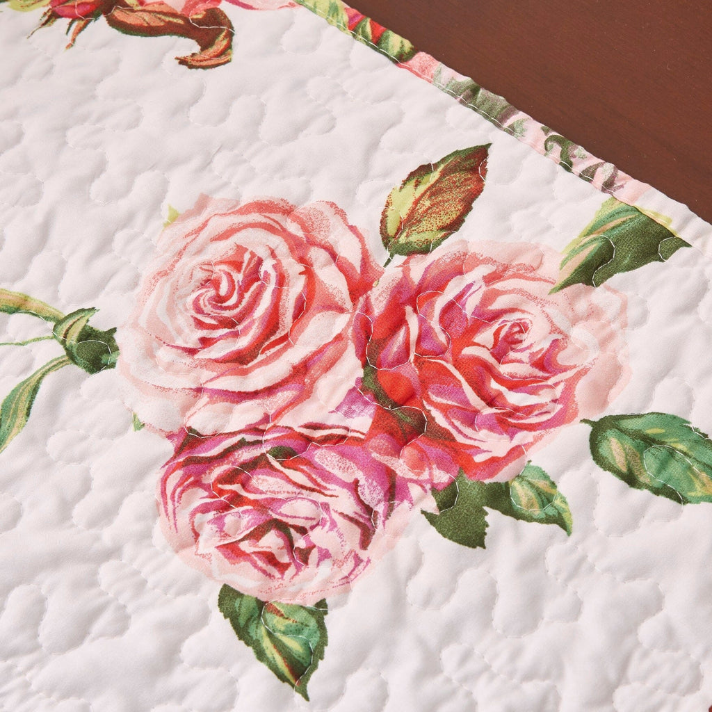 Romantic Roses Pink Quilted Dining Table Runner