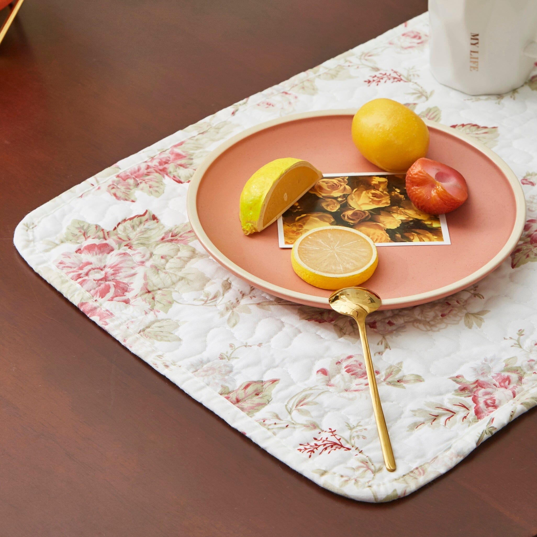 Dainty Cottage Roses Quilted Cotton Placemats