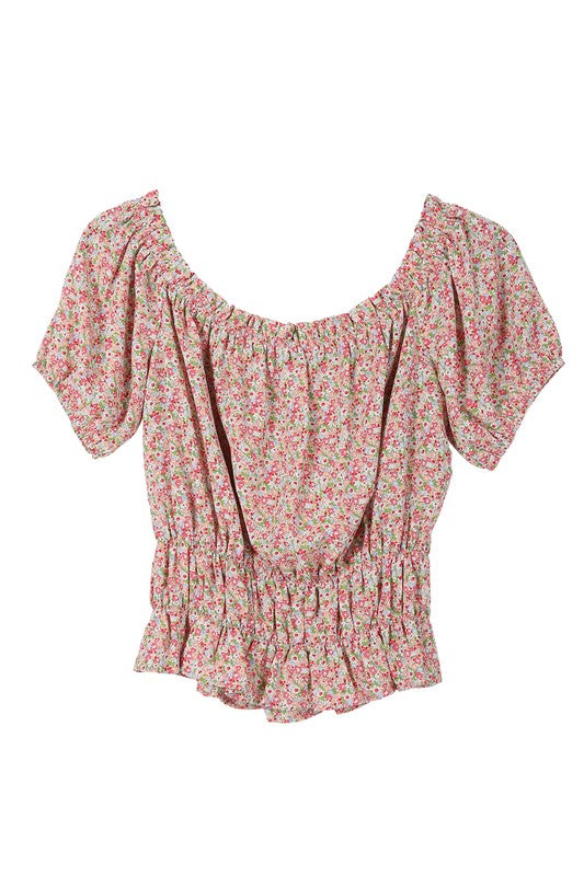 Ditsy Floral Off-the-Shoulder Ruffle Top