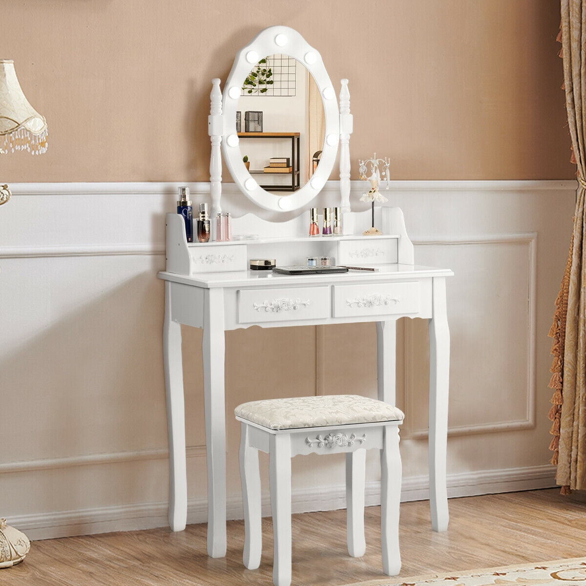 Vanity Dressing Table Set With Dimmable Bulbs