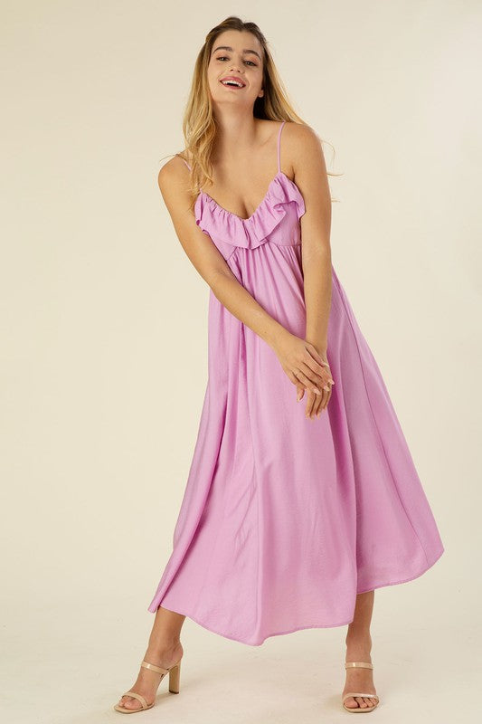 Flowy Ruffle Lilac Dress