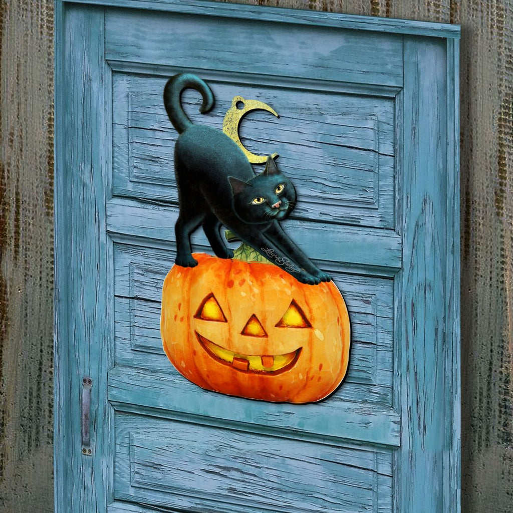 Spooky Halloween Cat Door Decor