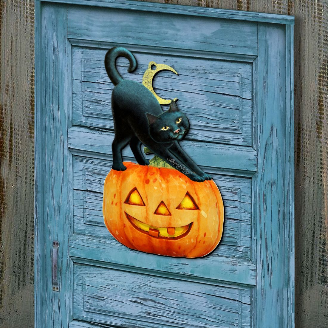 Spooky Halloween Cat Door Decor