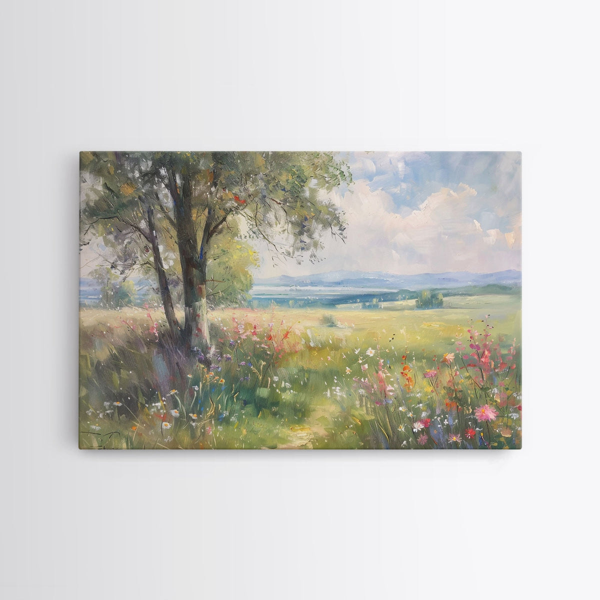 Vintage Wildflowers Painting Framed Canvas Print