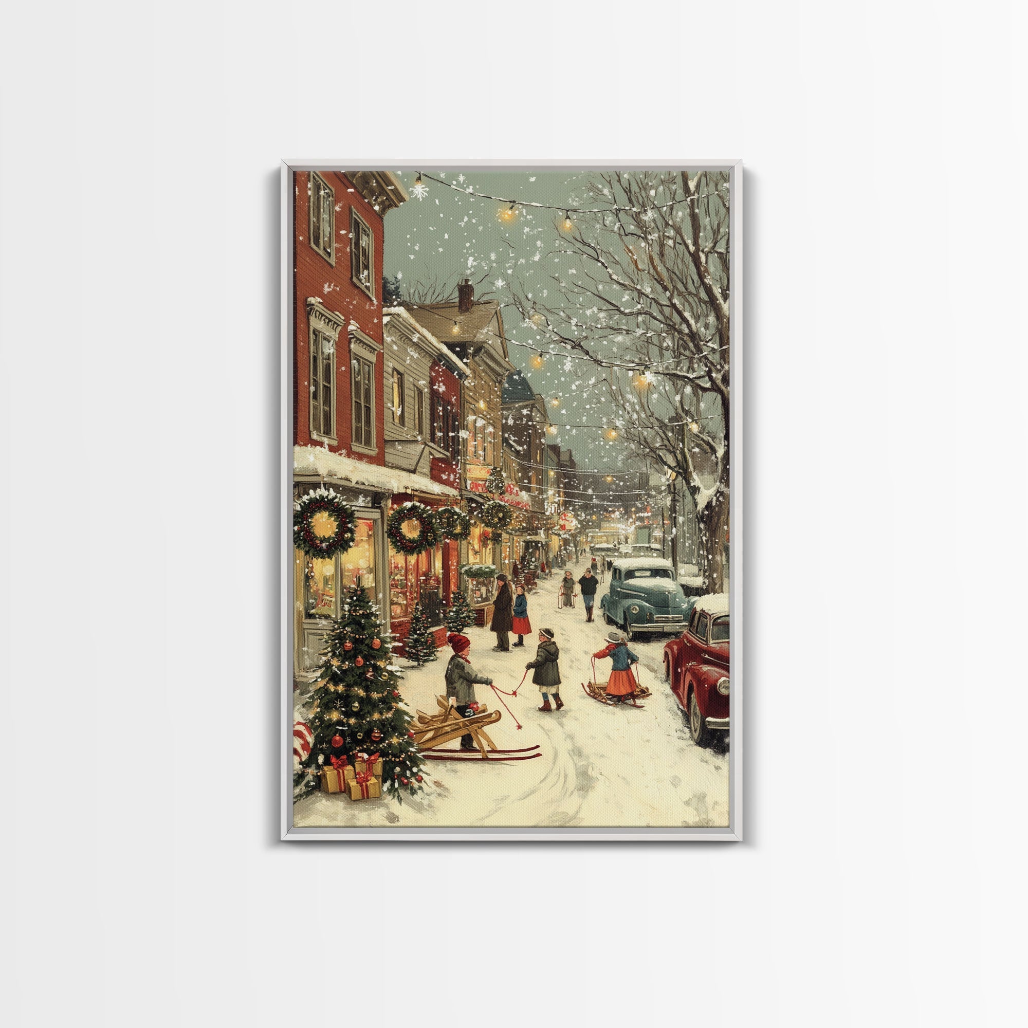 Vintage Christmas Town Scene