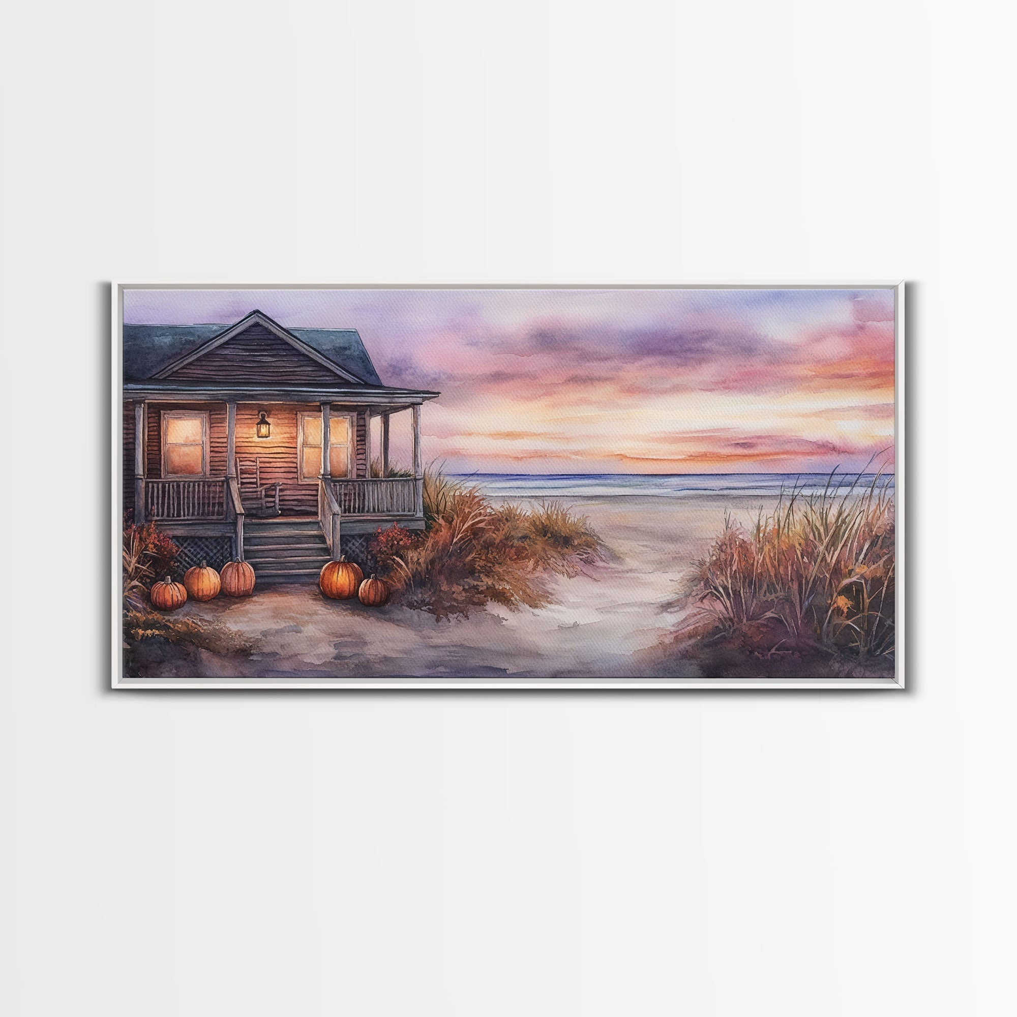 Rustic Beach Cottage Fall Scene