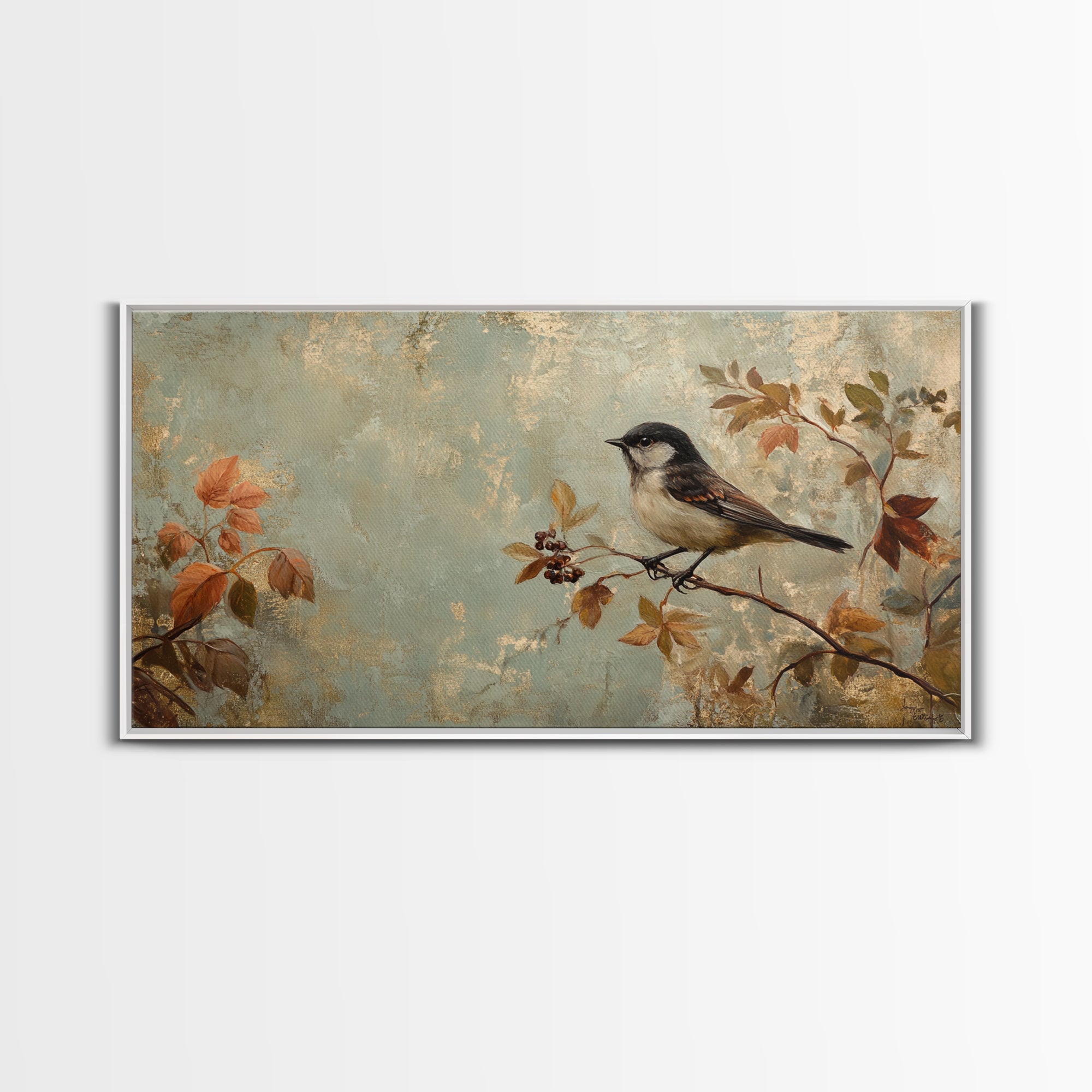Bird On Branch Canvas Print