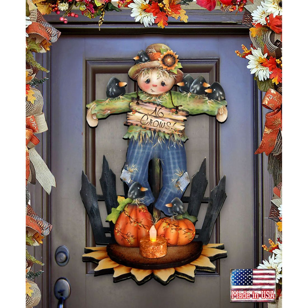 No Crows Scarecrow Halloween Door Decor