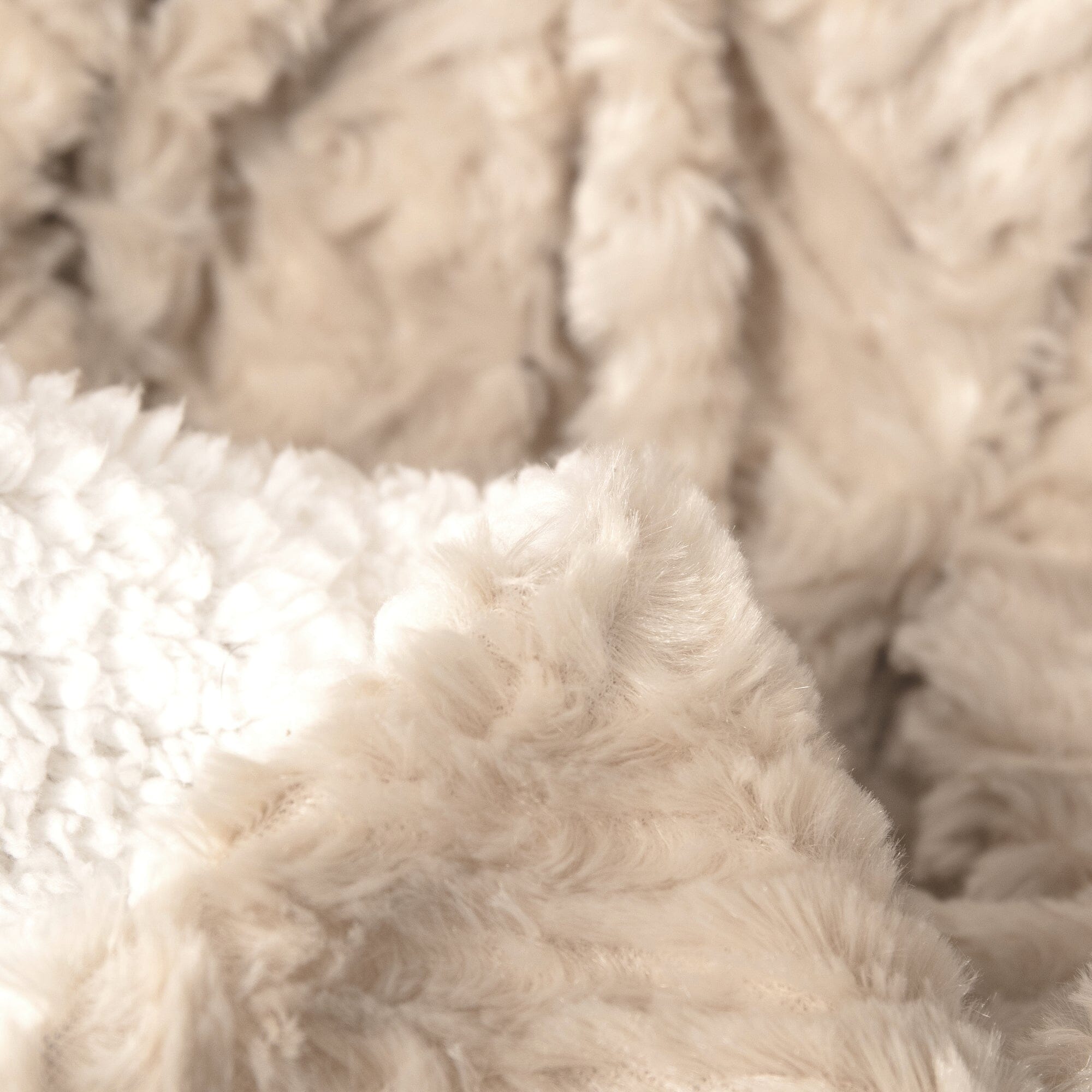 Ivory Faux Fur Throw Blanket