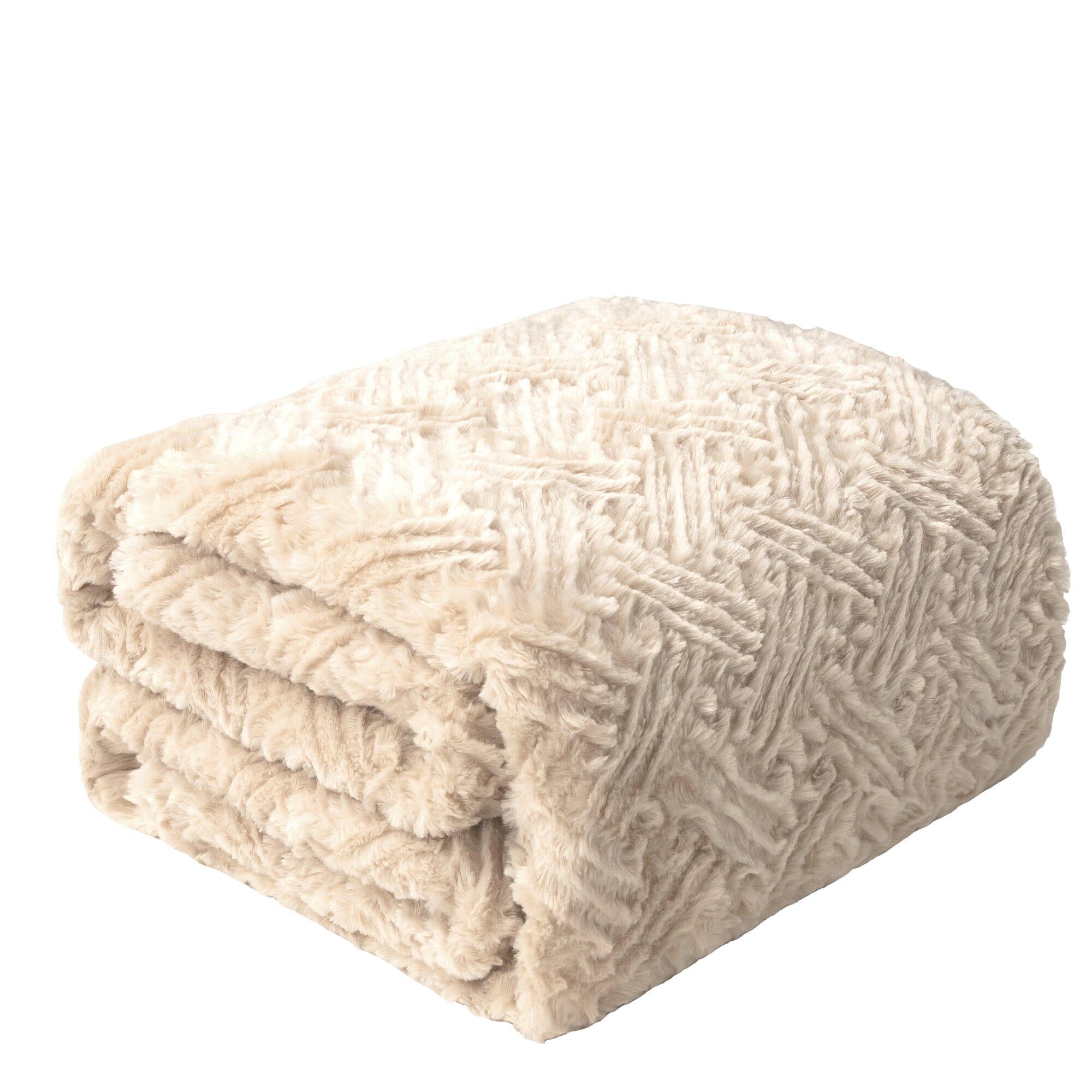 Ivory Faux Fur Throw Blanket