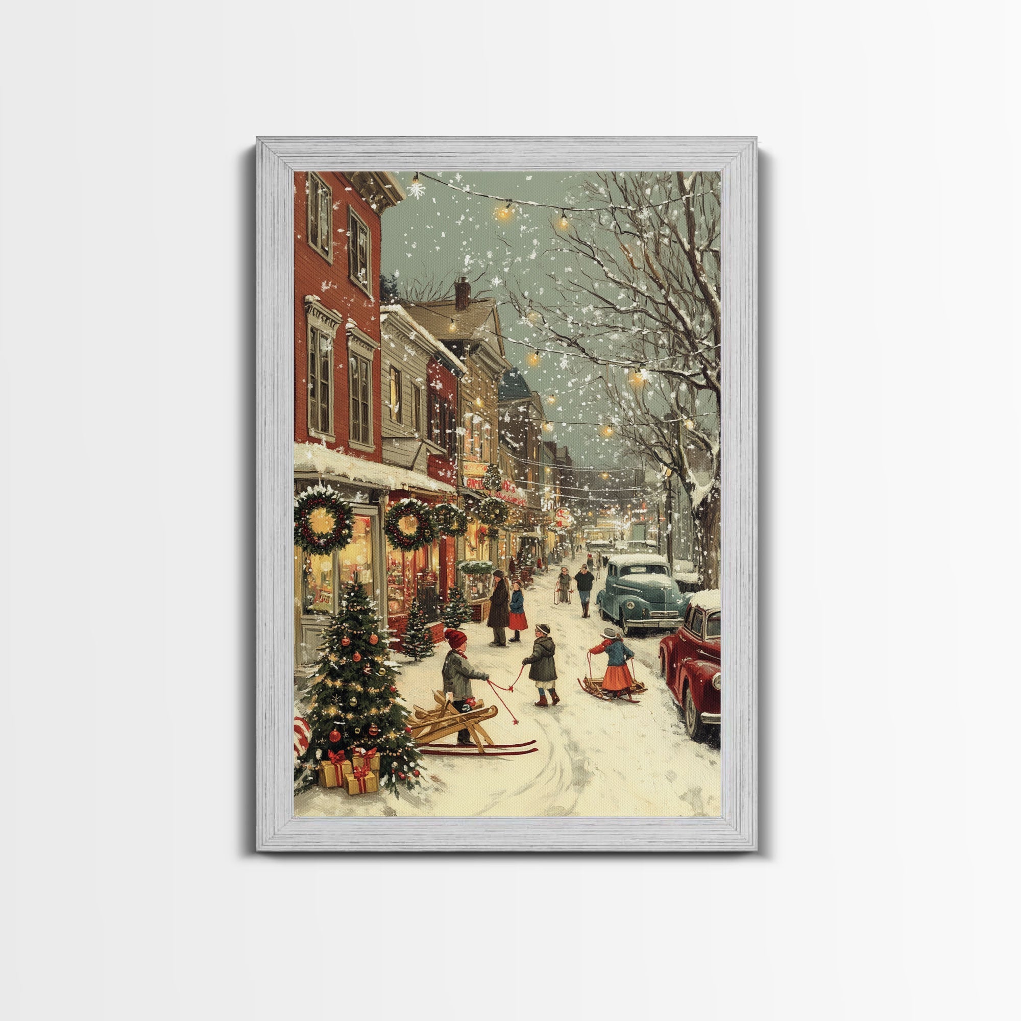 Vintage Christmas Town Scene