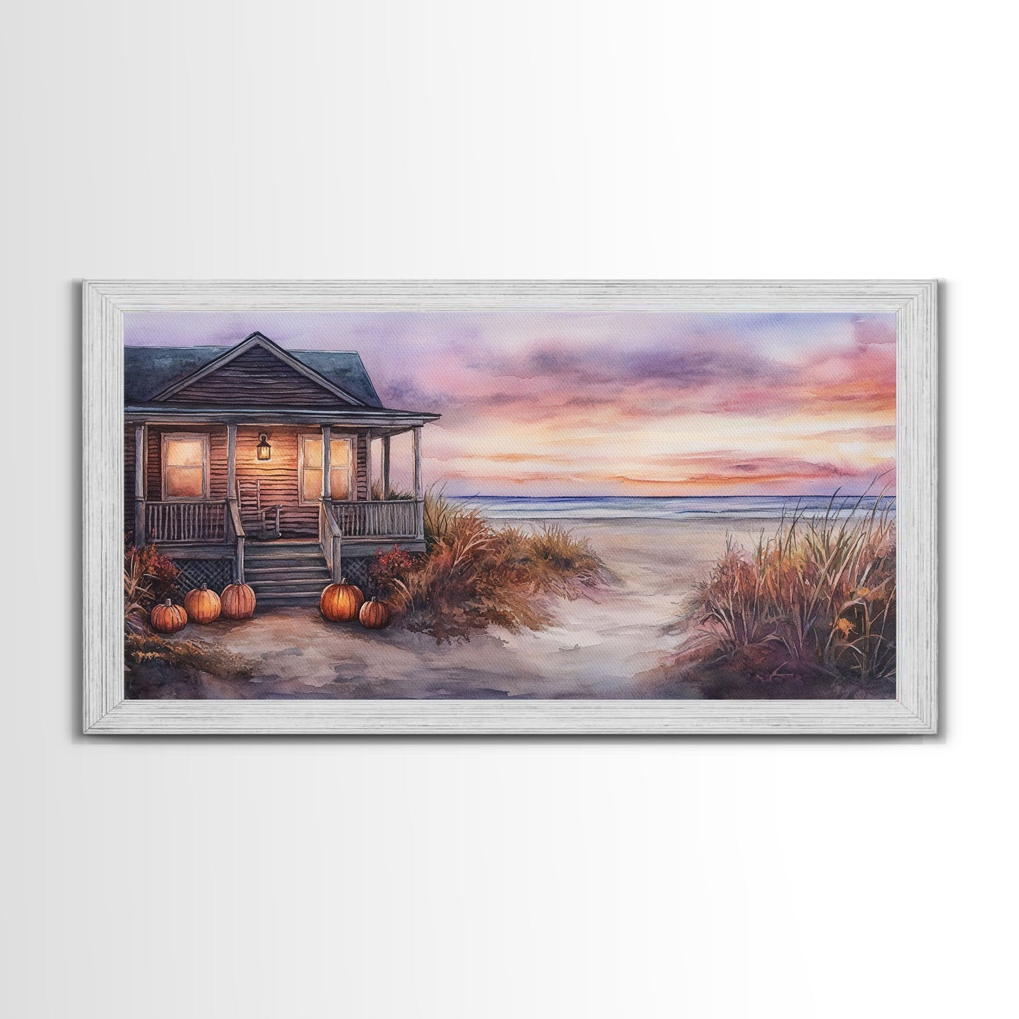 Rustic Beach Cottage Fall Scene
