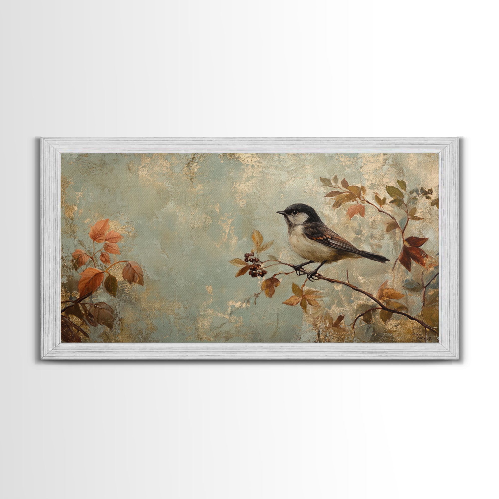 Bird On Branch Canvas Print