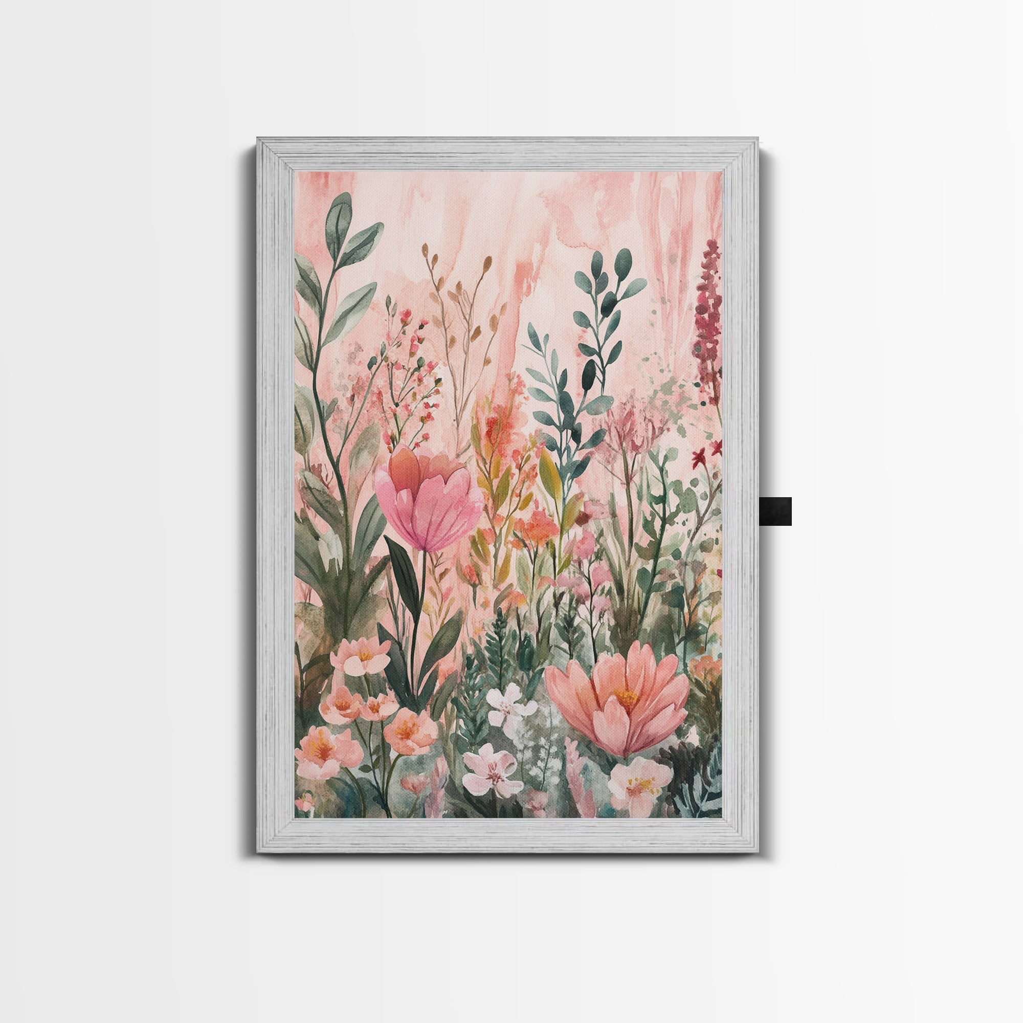Botanical Garden Framed Canvas Print Wildflower Painting