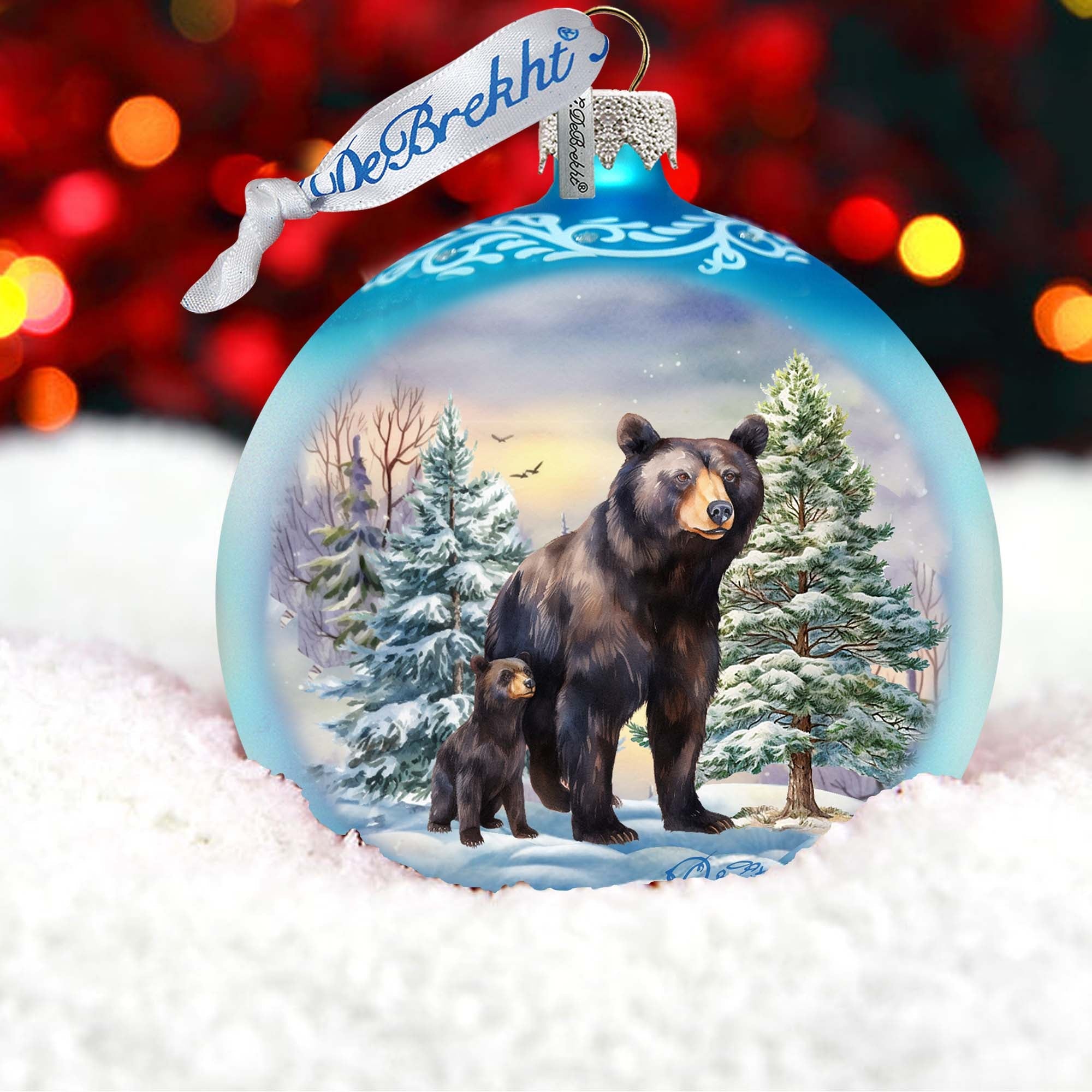 Black Bears Ball Glass Ornament