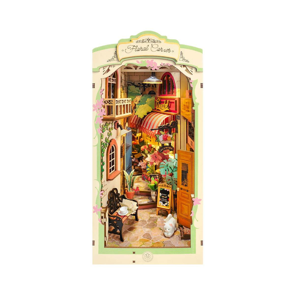 Floral Corner DIY Book Nook Shelf Insert
