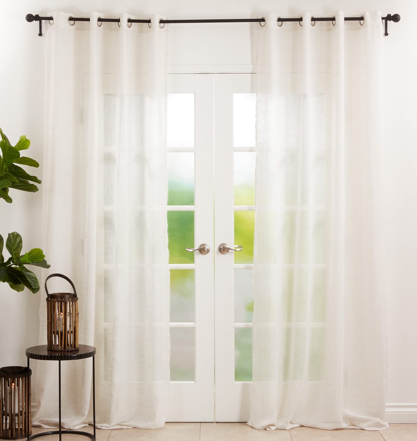 Grommet Top White Semi-Sheer Curtain