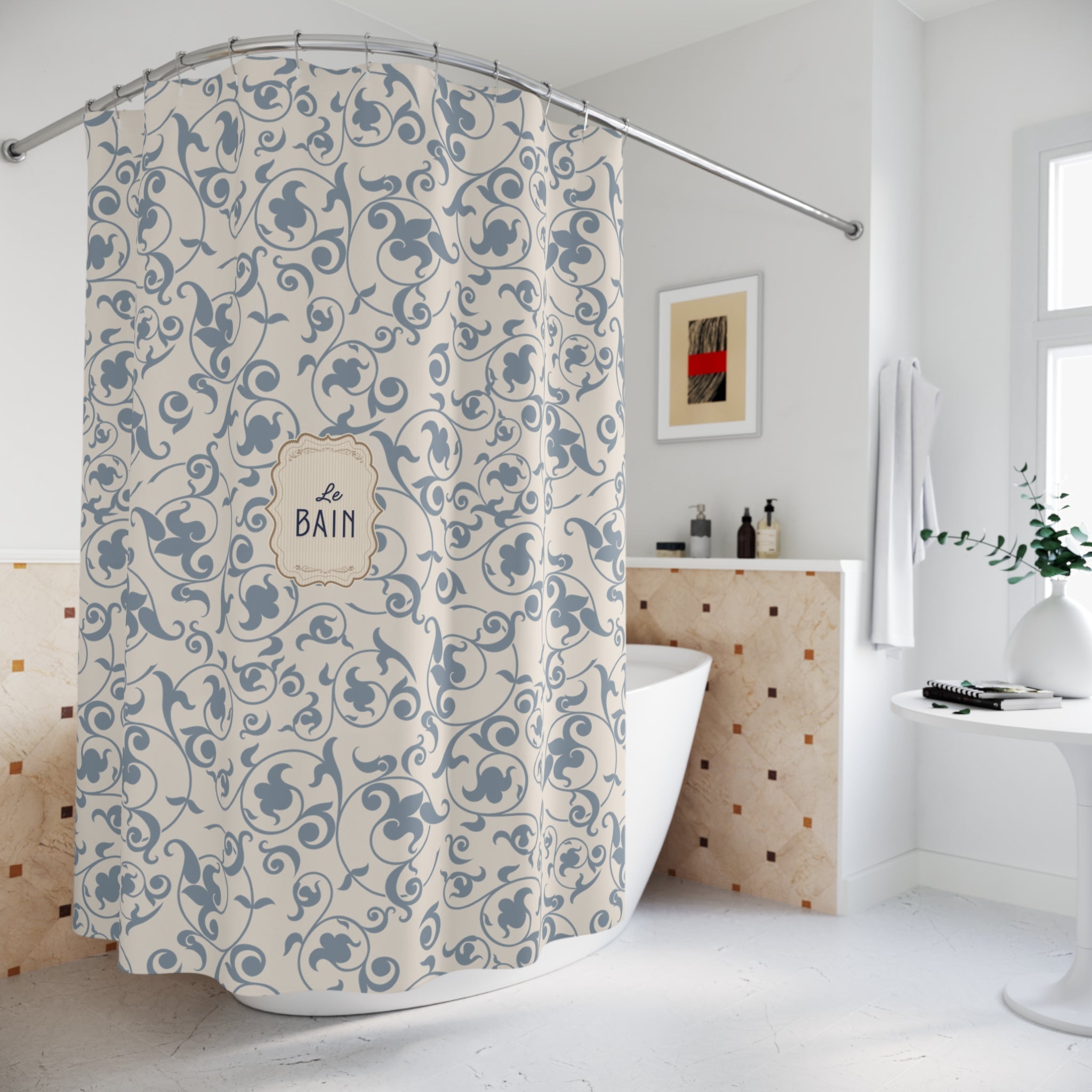 French 'Le Bain' Elegant Floral Shower Curtain