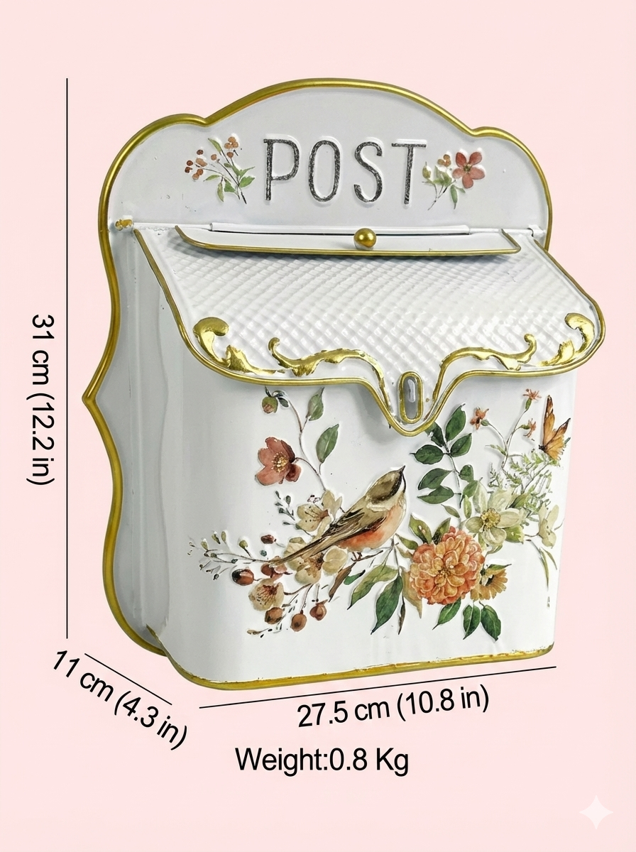 Vintage Farmhouse Wall-Mounted Metal Letter Box
