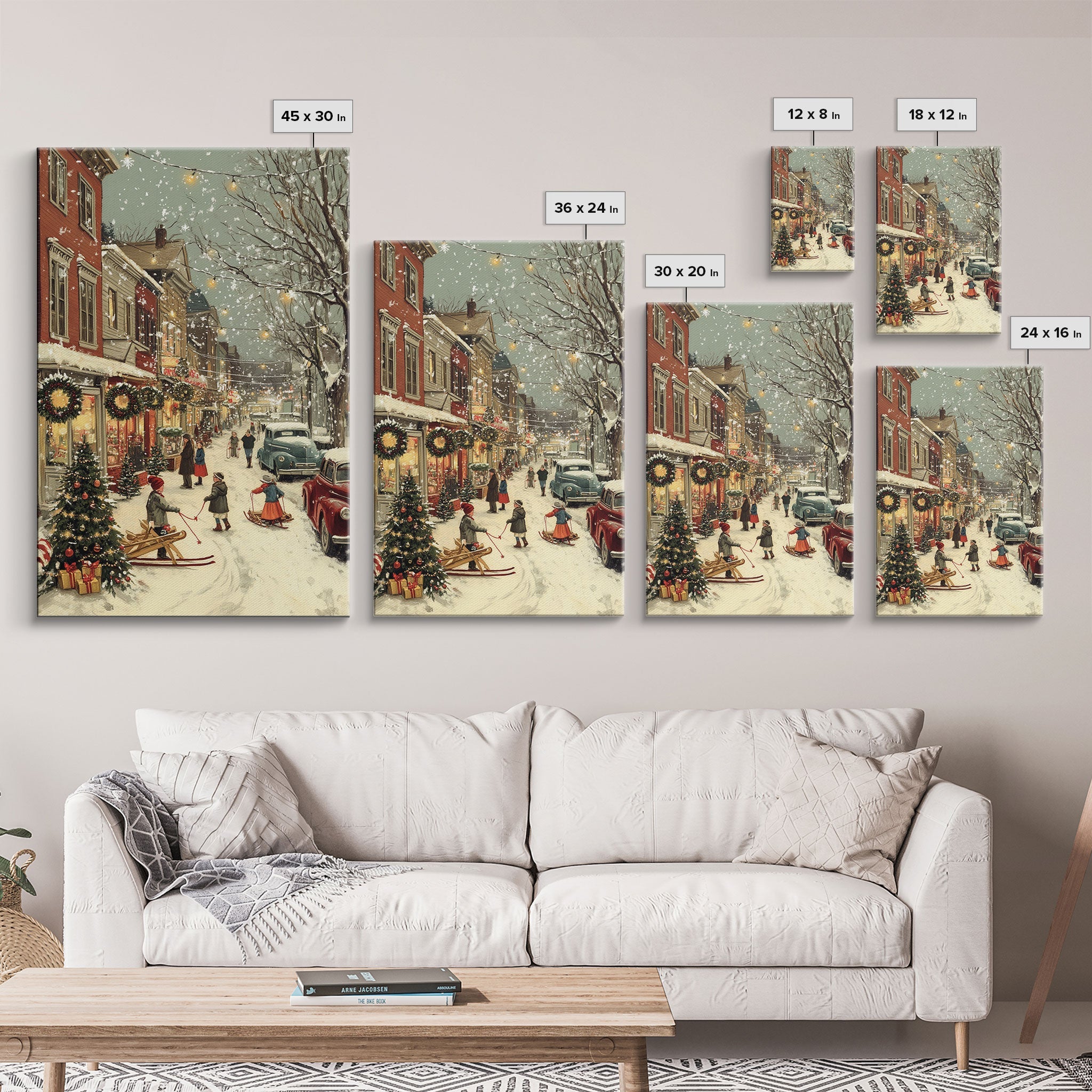 Vintage Christmas Town Scene