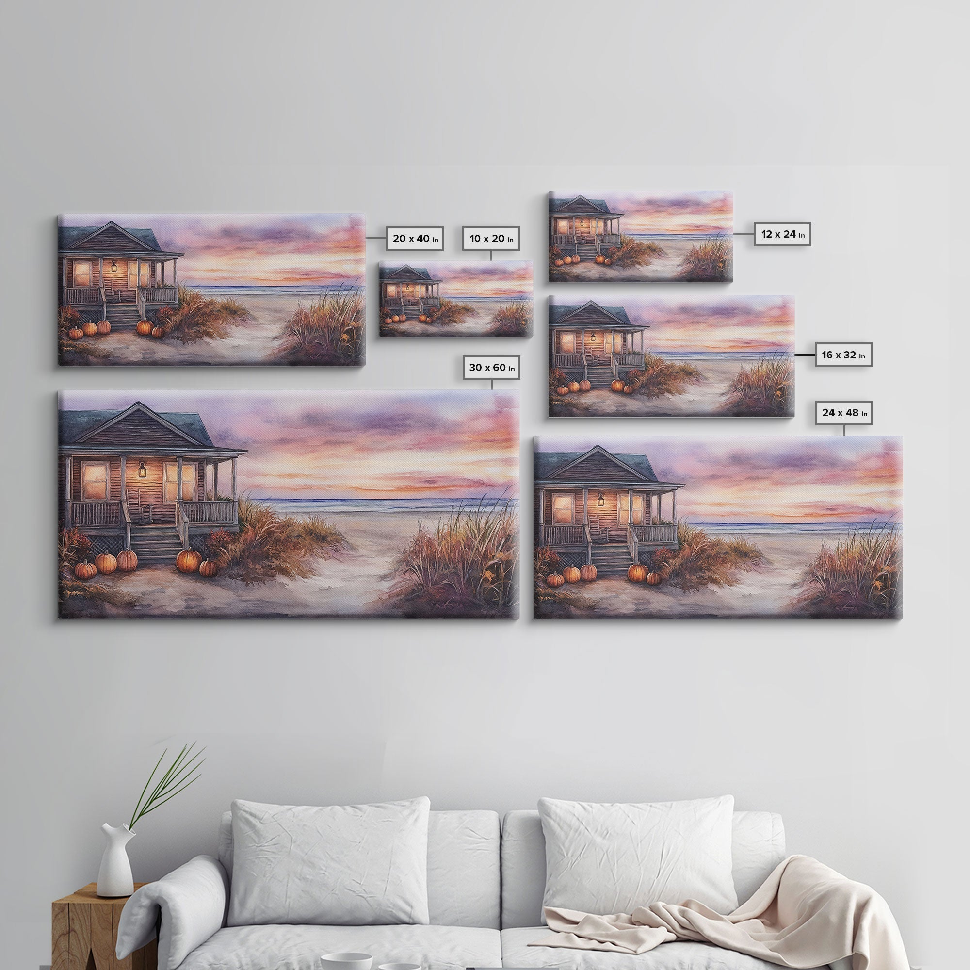 Rustic Beach Cottage Fall Scene