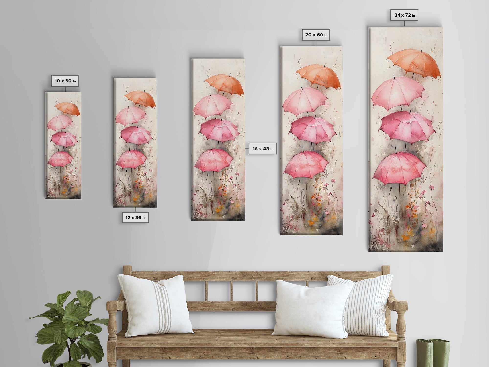 Floral Umbrella Canvas Print Wildflower Painting