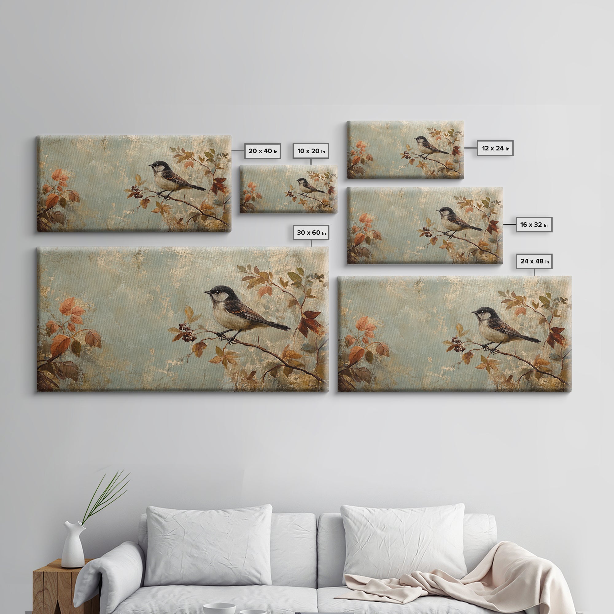 Bird On Branch Canvas Print