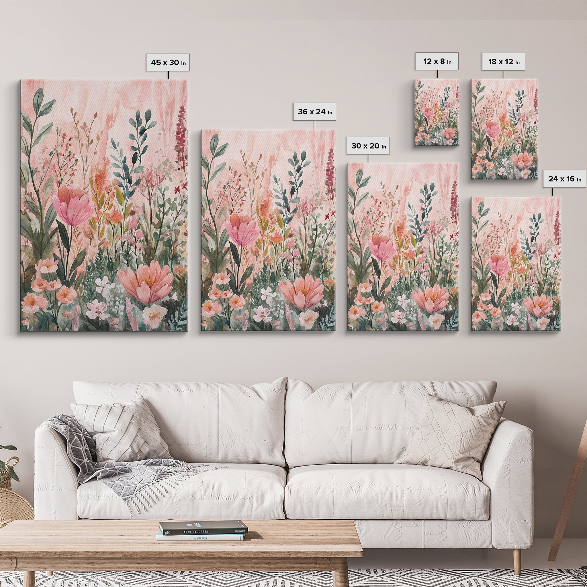 Botanical Garden Framed Canvas Print Wildflower Painting