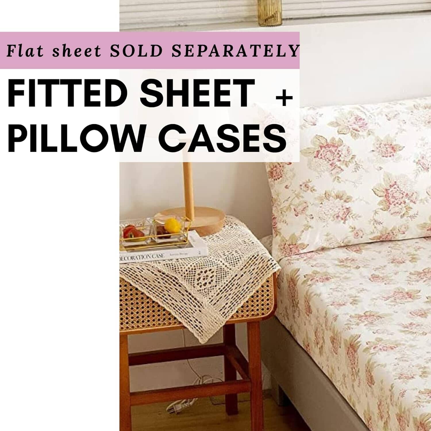 Hint of Mint Floral Cotton Fitted Sheet Set