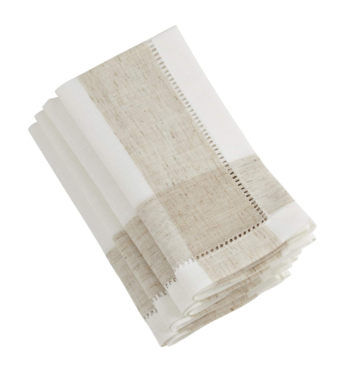 Fennco Styles Hommage Brodé Collection Cottage Orchid Embroidery Hemstitch Border Cloth Napkins 20 x 20 Inch, Set of 4 – Ivory Dinner Napkins for Wedding, Banquet, Tea Party and Home Décor
