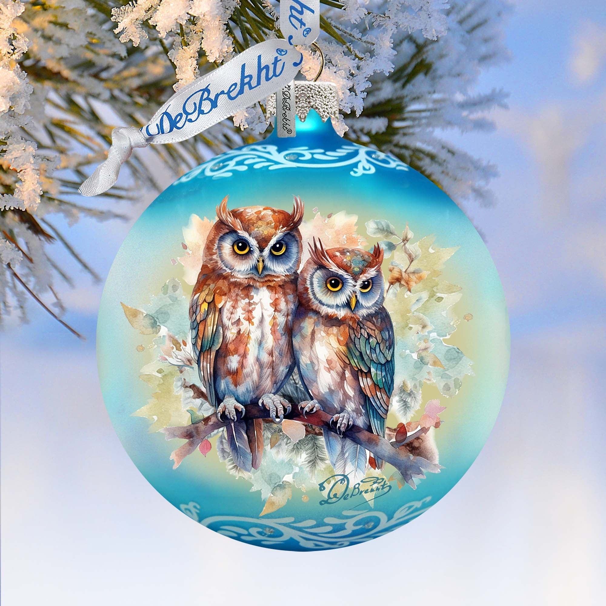 Wild Owls Ball Glass Ornament