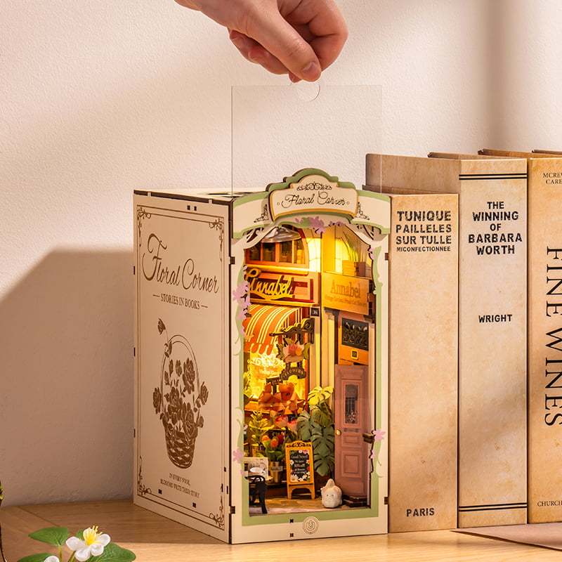 Floral Corner DIY Book Nook Shelf Insert