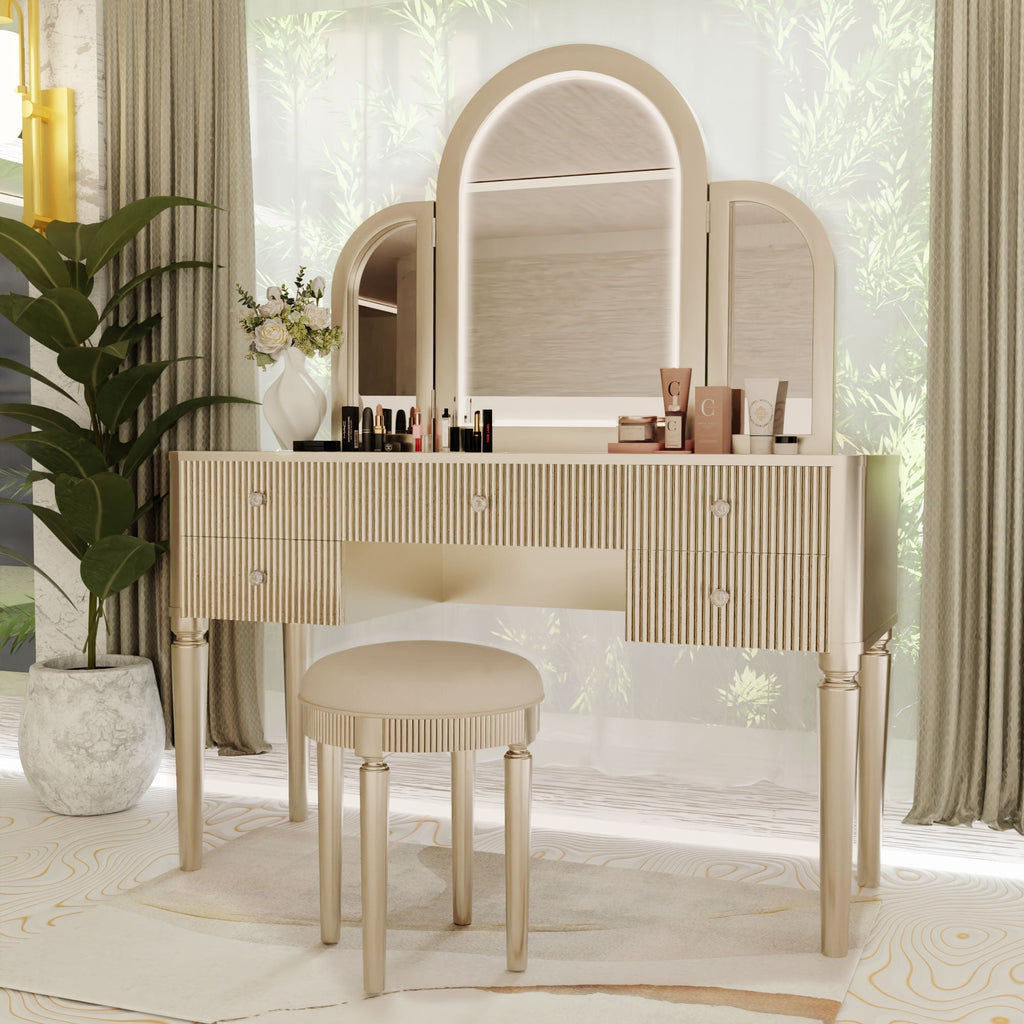 Makeup Vanity Table Set With Adjustable Lighting