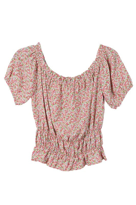 Ditsy Floral Off-the-Shoulder Ruffle Top