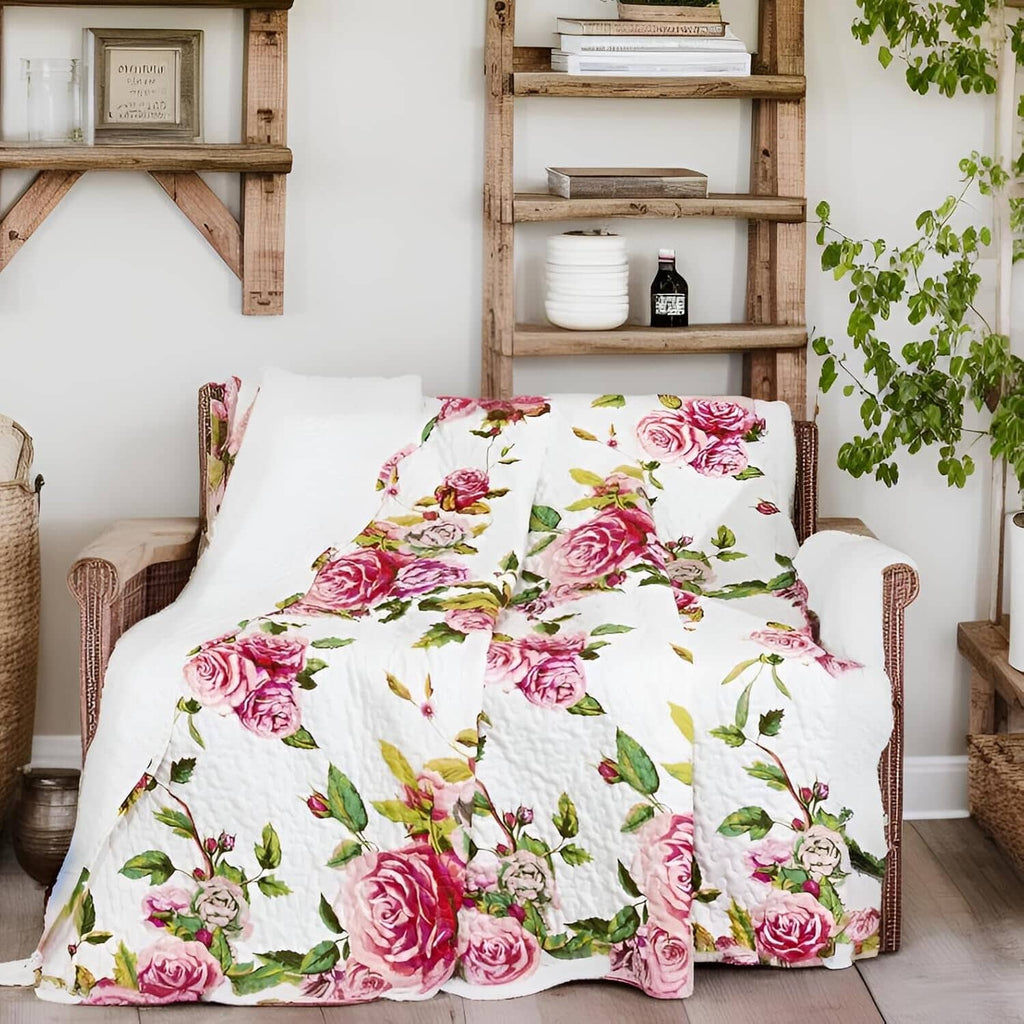 Romantic Roses Floral Throw Blanket