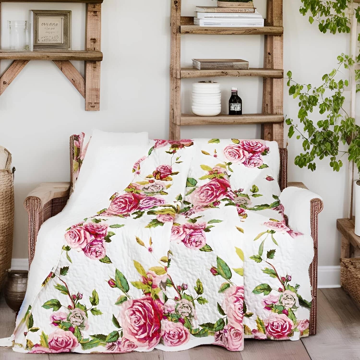 Romantic Roses Floral Throw Blanket