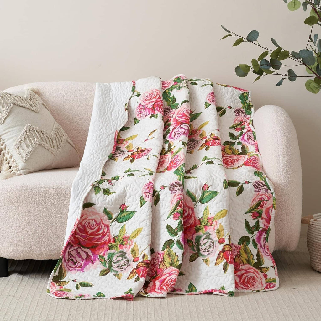 Romantic Roses Floral Throw Blanket
