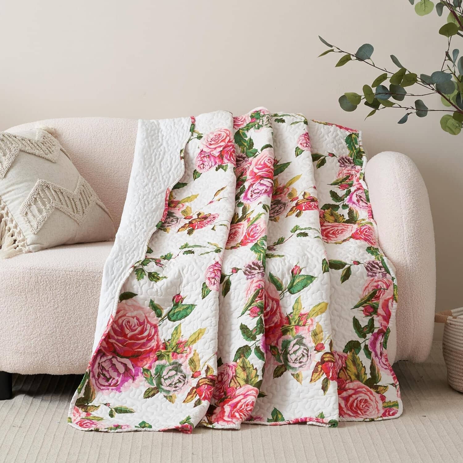 Romantic Roses Floral Throw Blanket